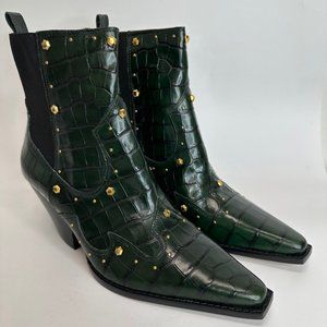 Vince Camuto Womens Norley Ankle Boots Booties Green Leather Pull On 11 M New